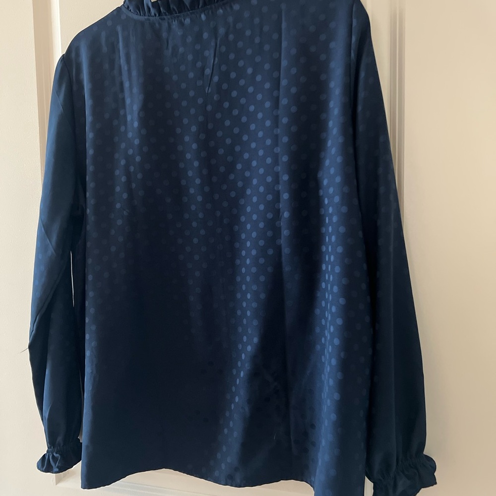 Loft Navy Blue Polka Dot Blouse - Picture 7 of 7